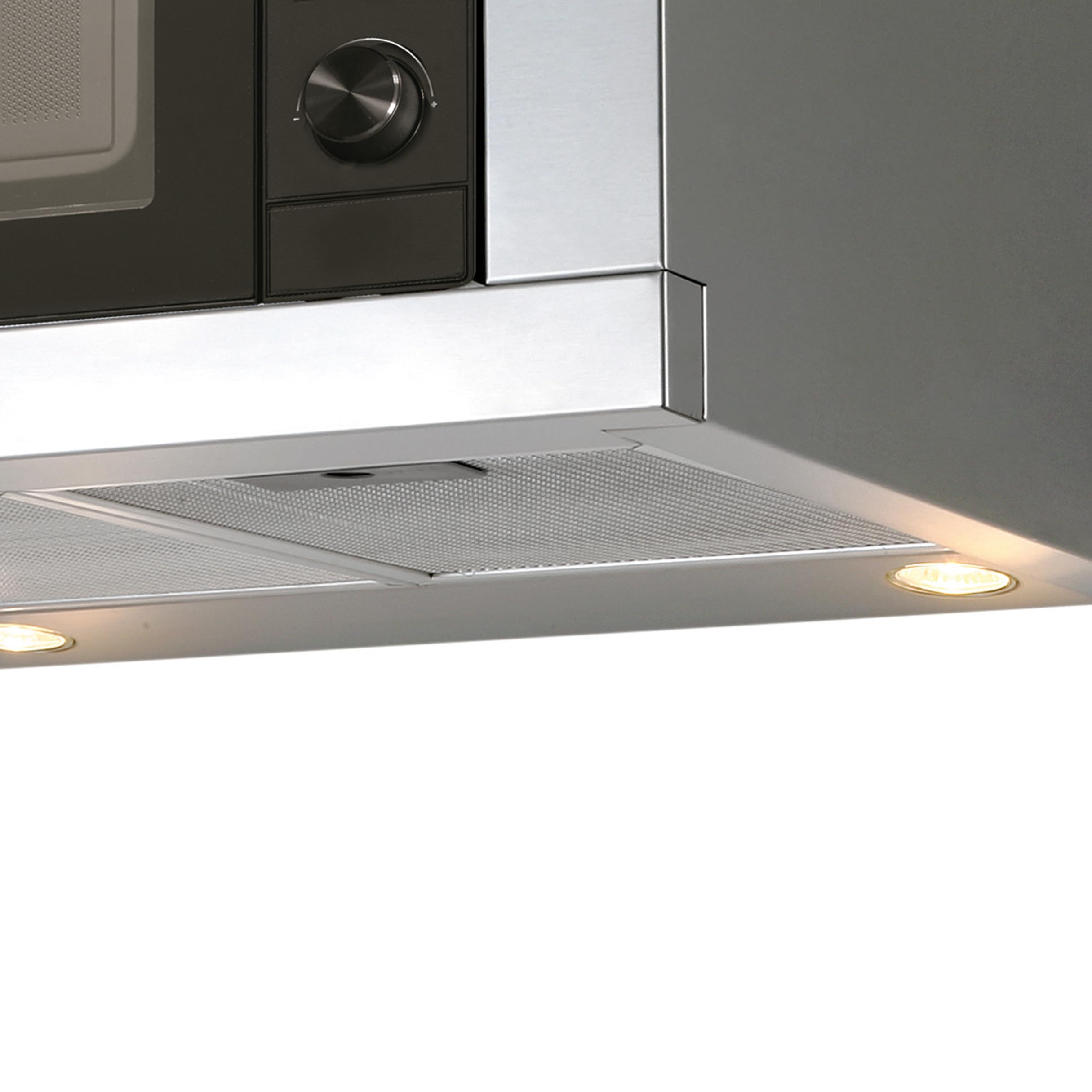 Cata Chorus XBK Dunstabzugshaube mit Mikrowelle, 20 l, mechanisches Bedienfeld, 3 Auszugsstufen, einfache Installation, extra leiser Motor, Leistung 102 W, Breite 59,8 cm, Farbe Edelstahl