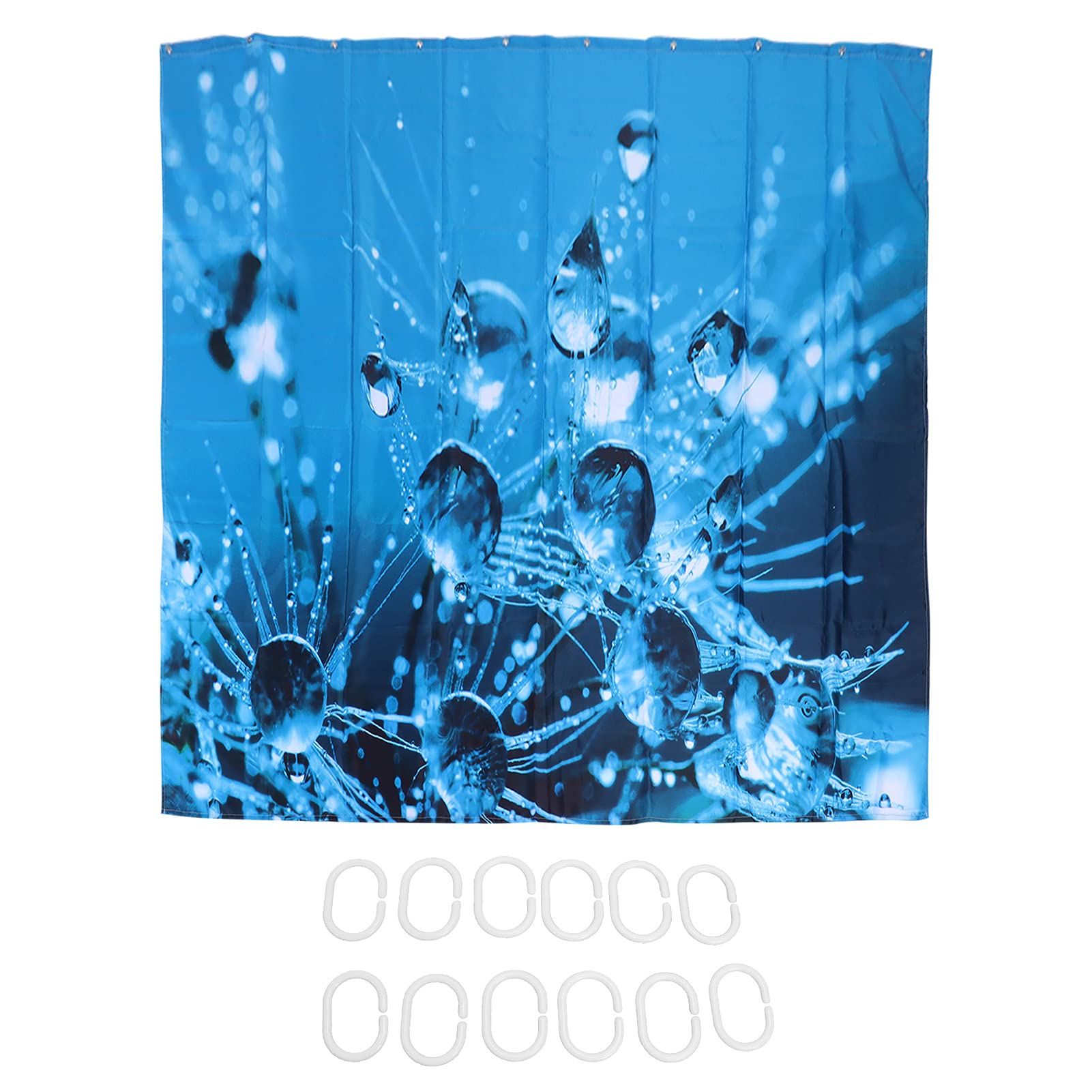 Rideau de douche imperméable en pongé de polyester 150x180 cm avec 12 crochets