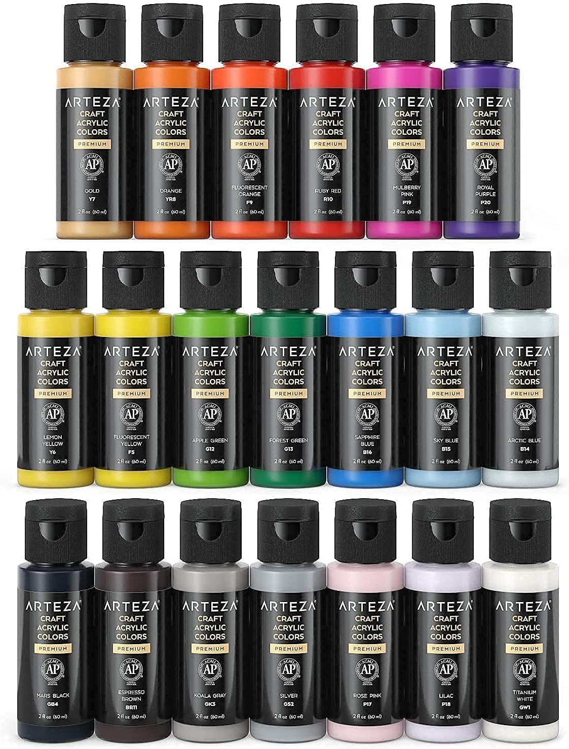 Arteza Stretched Canvas and Craft Paint Bundle, Painting Art Supplies for Artist, Hobby Painters & Beginners