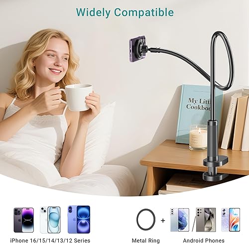Miniatura 6 de Soporte de pared para cámara DSLR, soporte de cámara de pared resistente con cabeza de bola, compatible con iPhone Ring Light Cámara web, Mevo