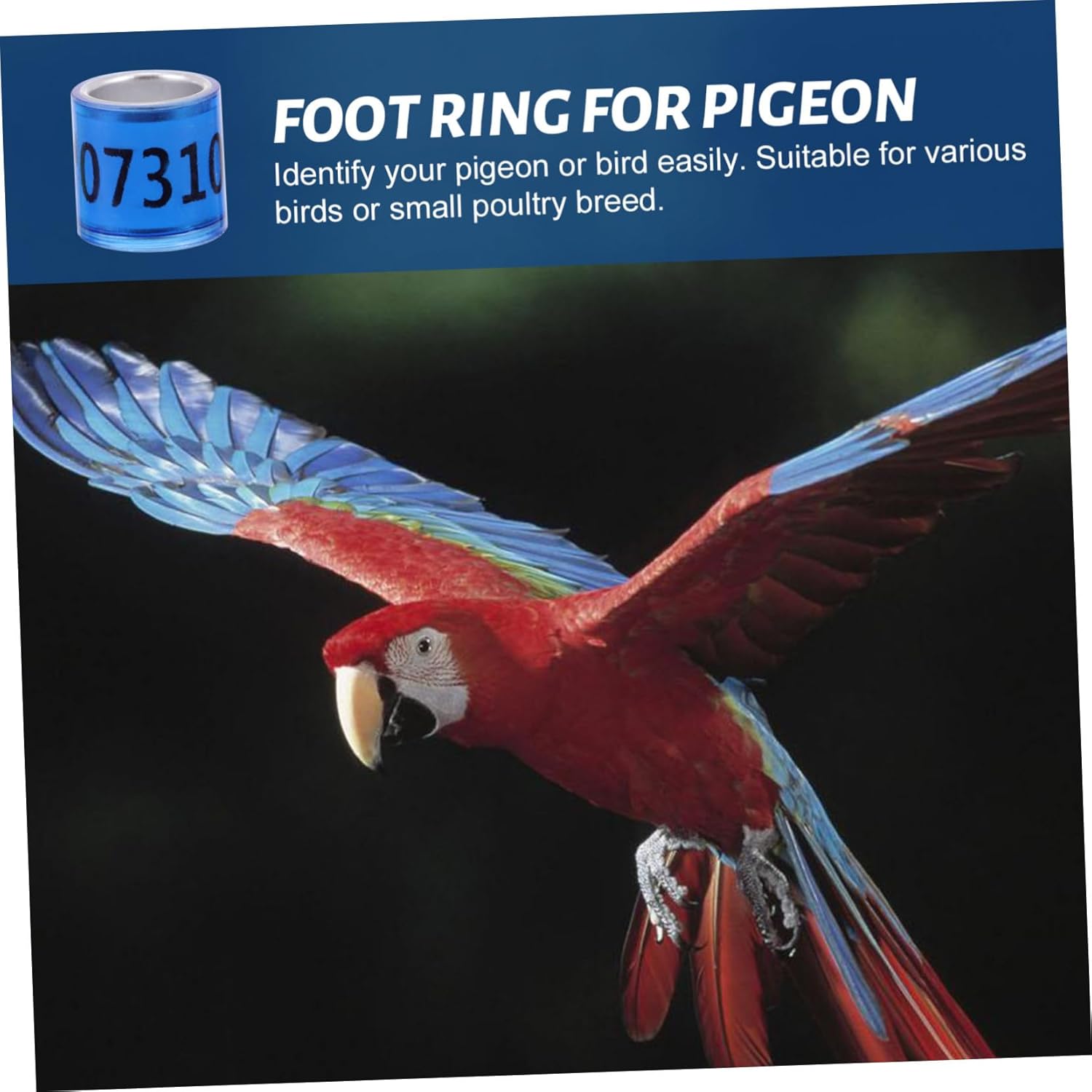 100pcs Reusable Numbered Bird Leg Rings for Pigeons, Parrots, and Chickens - Durable Foot Bands for Easy Identification(Blu)