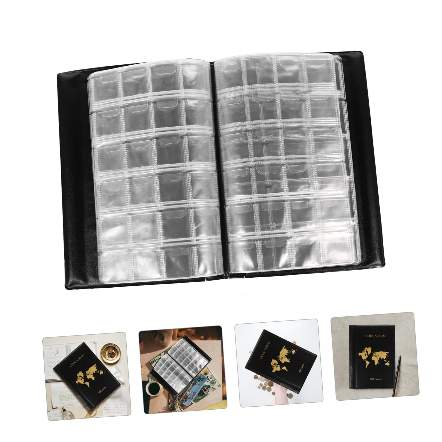 Didiseaon Álbum de Monedas Diseño Elegante y Páginas Transparentes Organizador de para Monedas Antiguas y Billetes para