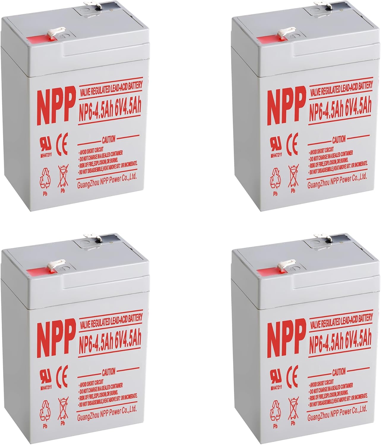 NPP 6V 5Ah Rechargeable AGM SLA Battery with F1 Terminals, for Ride on Toy, Solar System, Emergency Light, UPS, Alarm System, Control System(8Pcs)