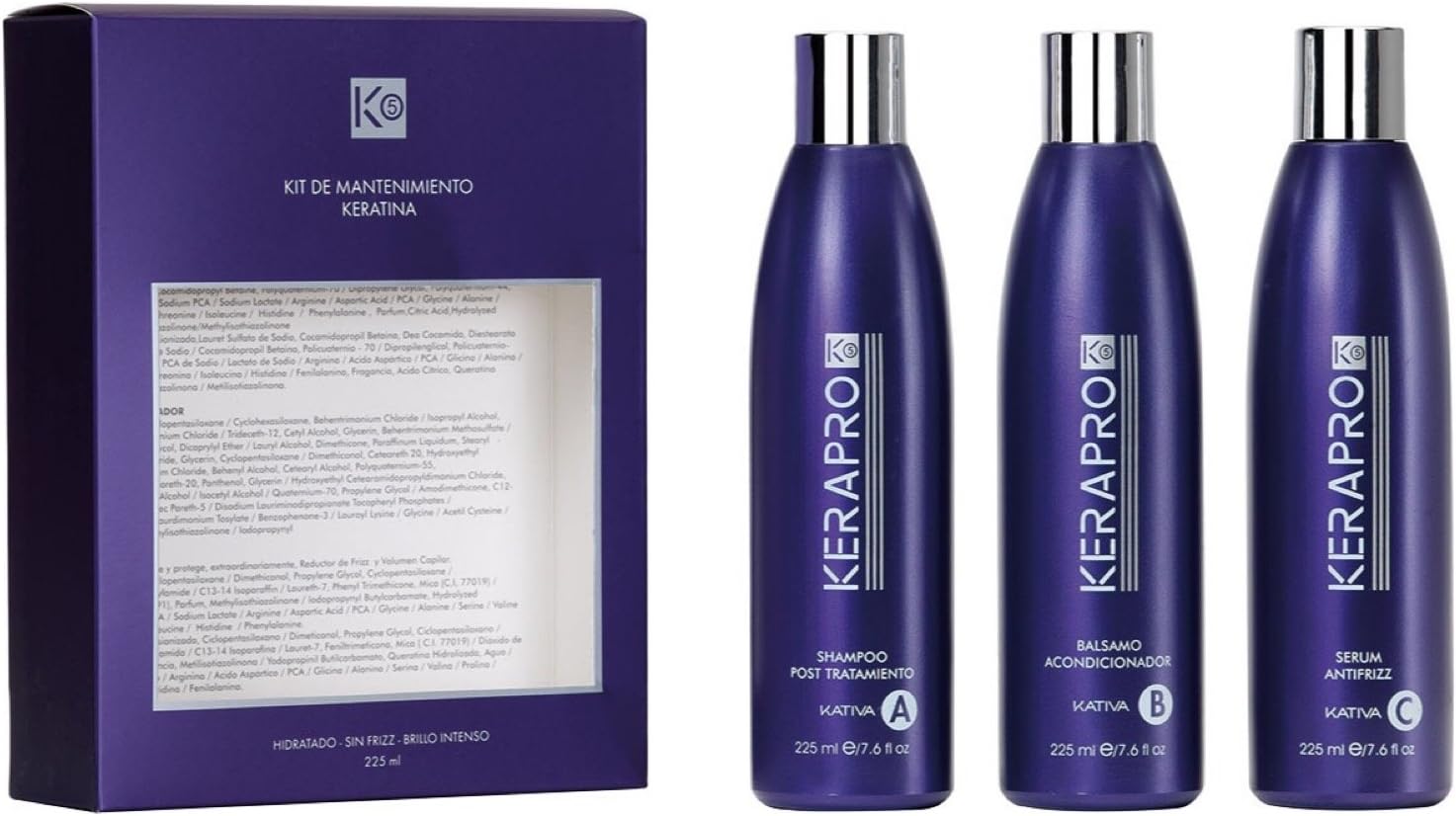 KeraPRO K5, Smoothing keratin treatment kit for hair straightening without formaldehyde made using carbo-technology. Suitable for all types of hair Kerapro 5 kit post trattamento x 225ml
