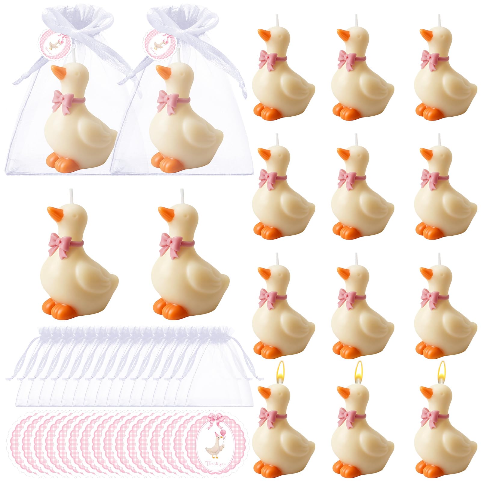 Photo 1 of Conelist 16 Sets Pink Bow Silly Goose Party Favors Include Silly Goose Candles Thank You Cards and Organza Bags for Gender Reveal Wedding Birthday Party Favor Decorations
