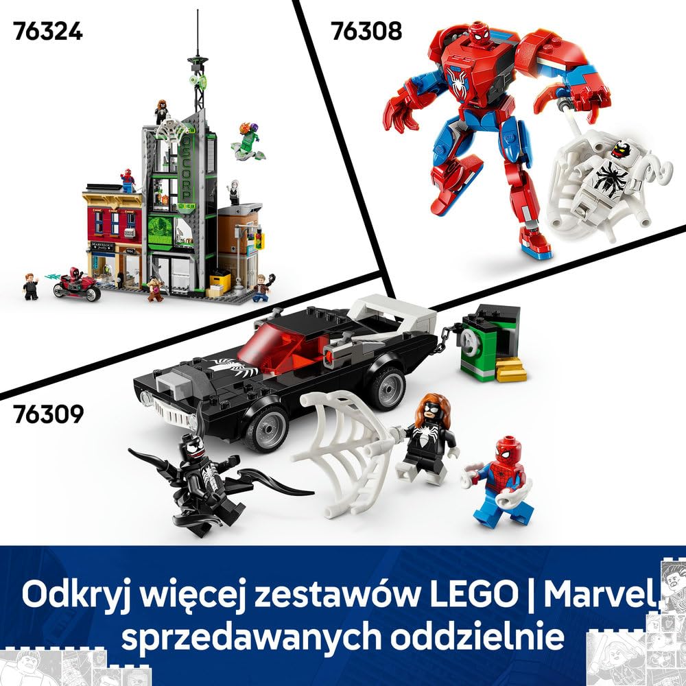 LEGO | Marvel Spider-Man i Oscorp 76324 | Zestaw dla dzieci, z figurkami i budynkiem, prezent dla fana Spider-Mana 10+, klocki dla chłopca i dziewczynki, 808 elementów