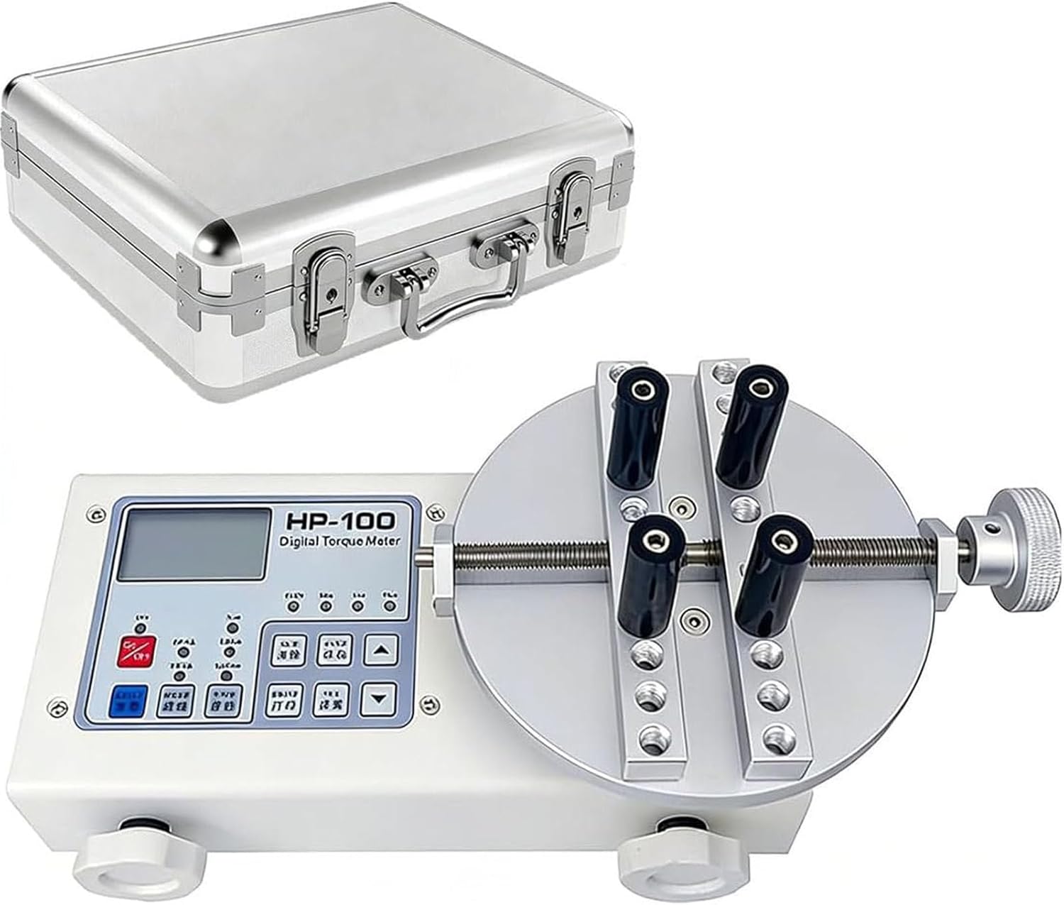 Digital Torque Meter with 10-160mm Bottle Cap Test Fixture, Portable Bottle Captorsion Meter Screw Driver Wrench Measure Tester Torque Gauge Testing Instrument Dynamometer HP50