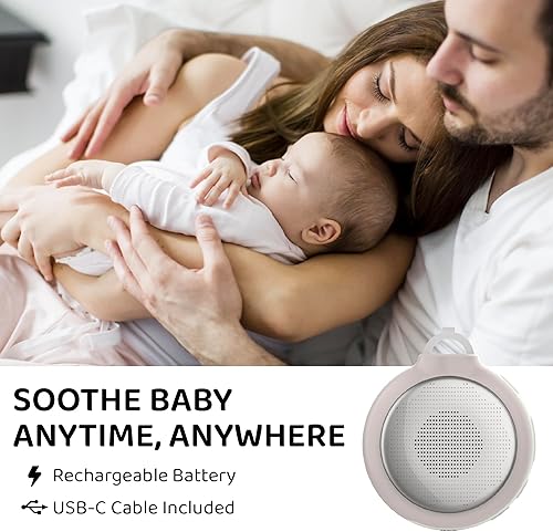 Miniatura 9 de Moonybaby Máquina de sonido portátil, calmante para el sueño del bebé, 9 sonidos calmantes, ruido blanco, silencio, terapia de sonido y cancelación