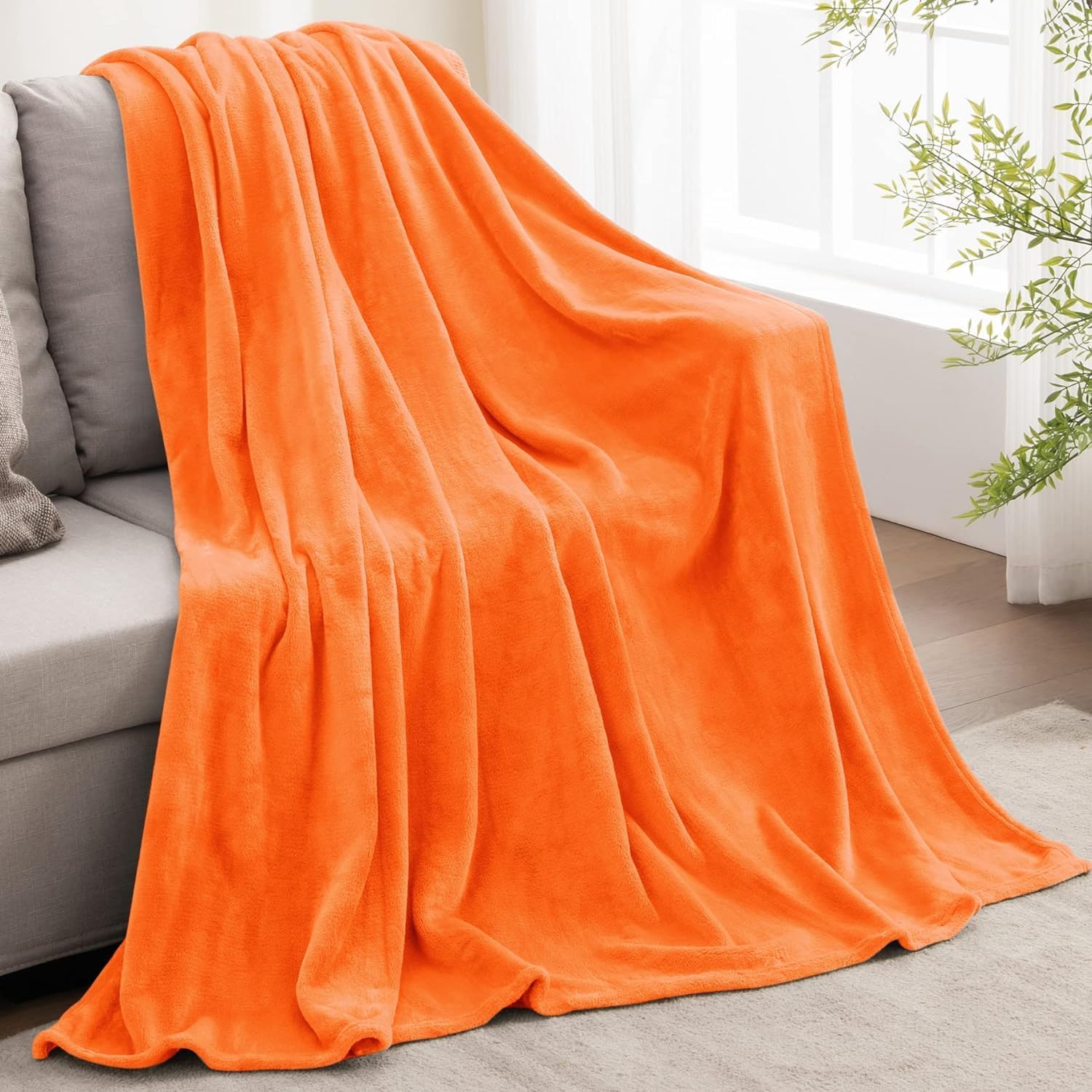 BEDELITE Orange Throw Blanket for Couch & Bed, Luxury Plush Cozy Fleece Blanket 50" x 60", Soft Lightweight Fall Throw Blanket for Home Furnishing - Image 9