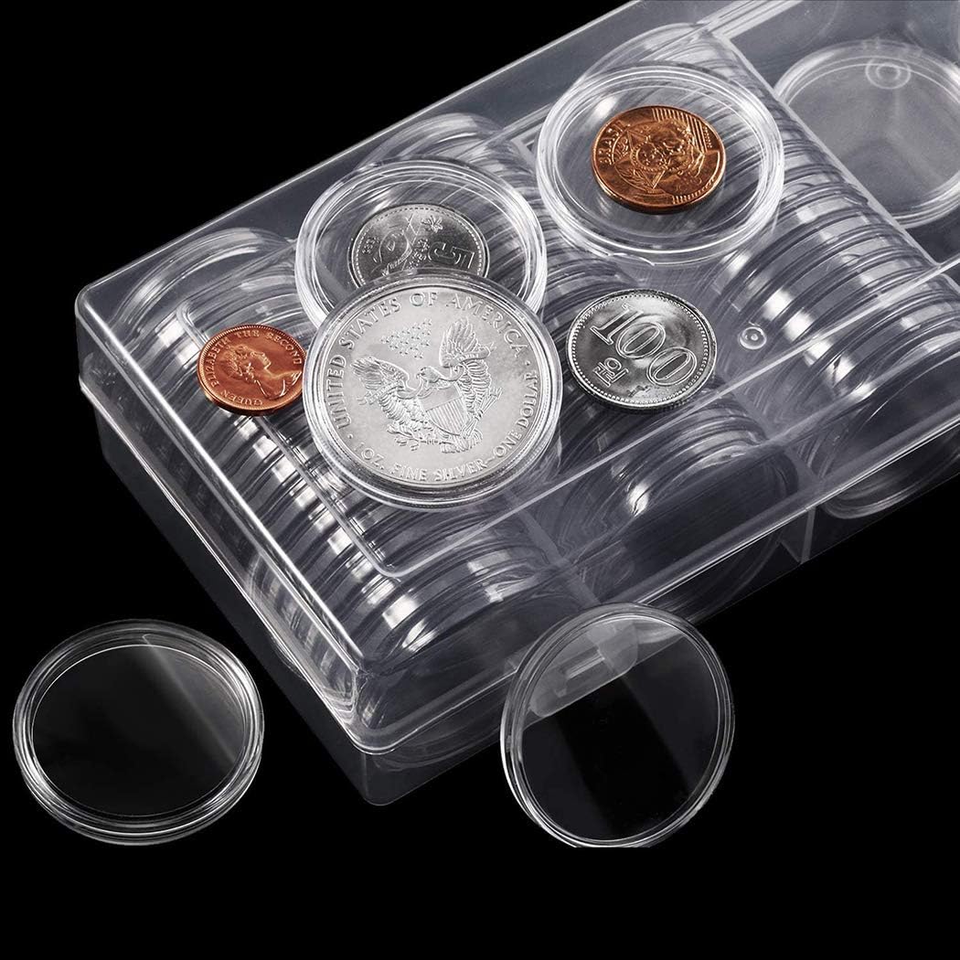 41mm-Coin Capsules Holder Case Plastic Storage Organizer Box for Coin Collection Supplies -60pieces : Office Products