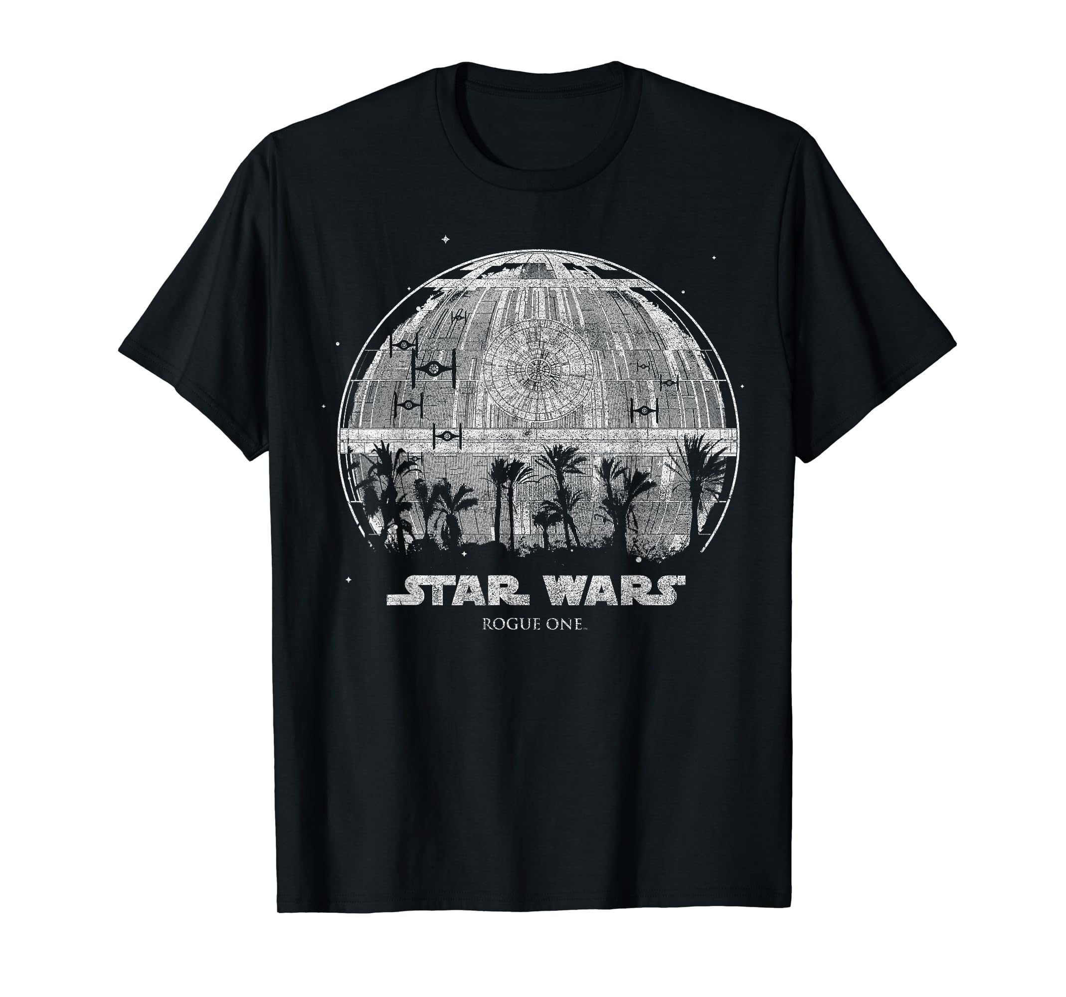 Star Wars Rogue One Palm Tree Death Star T-Shirt, Black