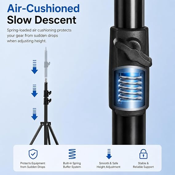 Light Stand for Photography 9.2ft/2.8M Heavy Duty Tripod Spring Cushioned