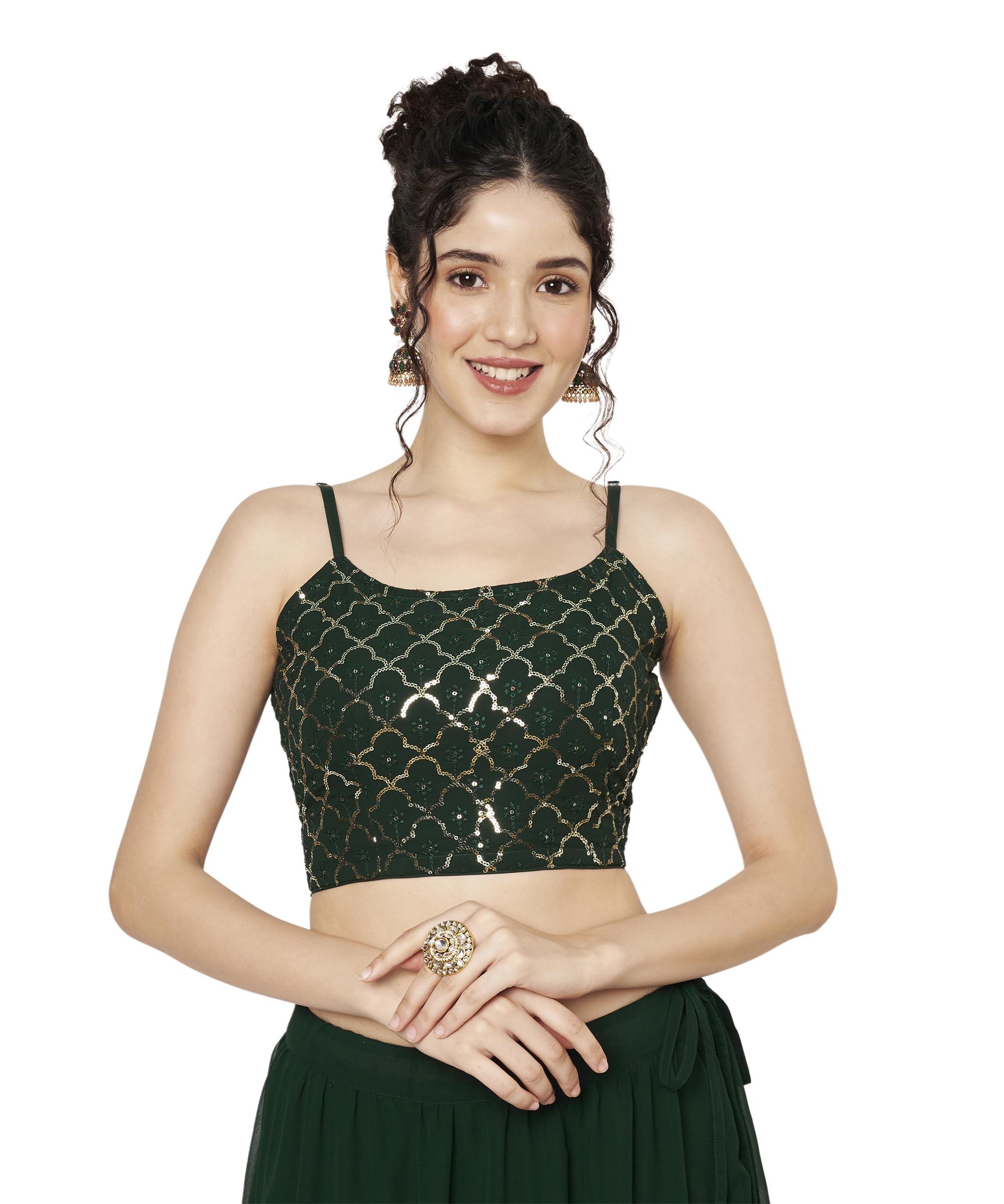 studio rasa Women's Georgette Embroidered Readymade Blouse for Festive Wedding Party-picture-24
