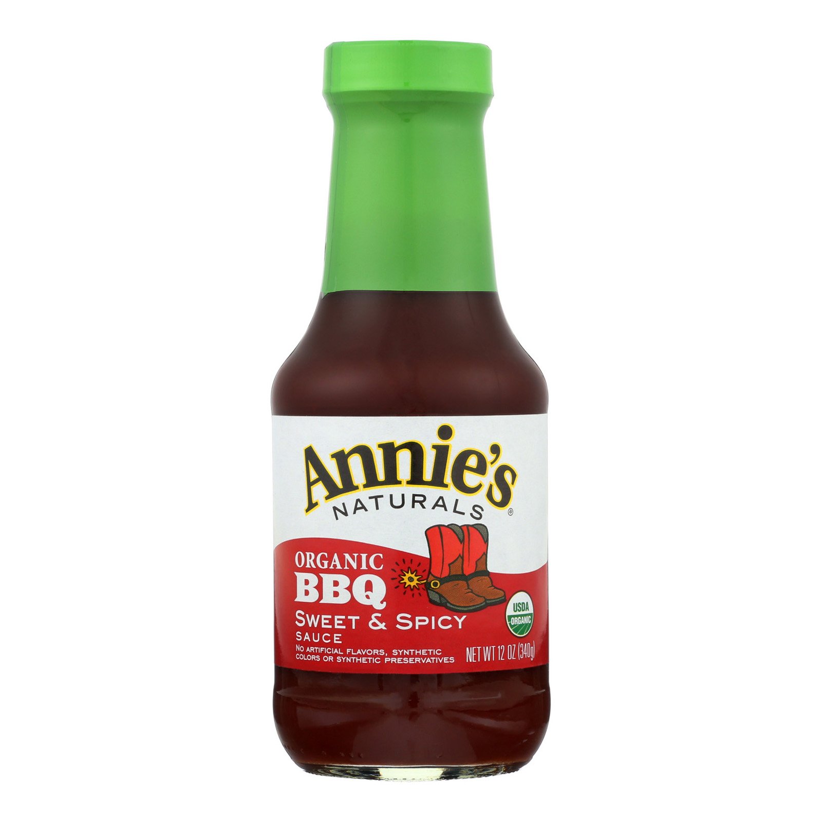 Annie's Sweet & Spicy BBQ Sauce, Certified Organic, Vegan, Gluten Free, 12 oz