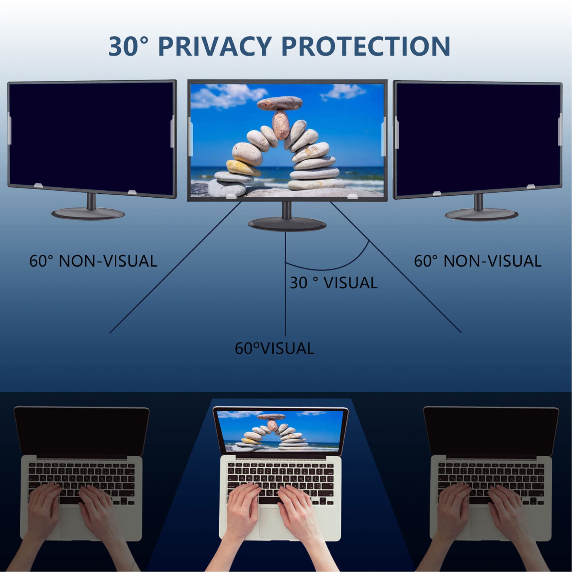 TBLOTYD 24Inch Computer Monitor Privacy Screen Shield, Anti Blue Light Computer Monitor Screen Fliter for Data confidentiality/Anti-Spy Protector Film,