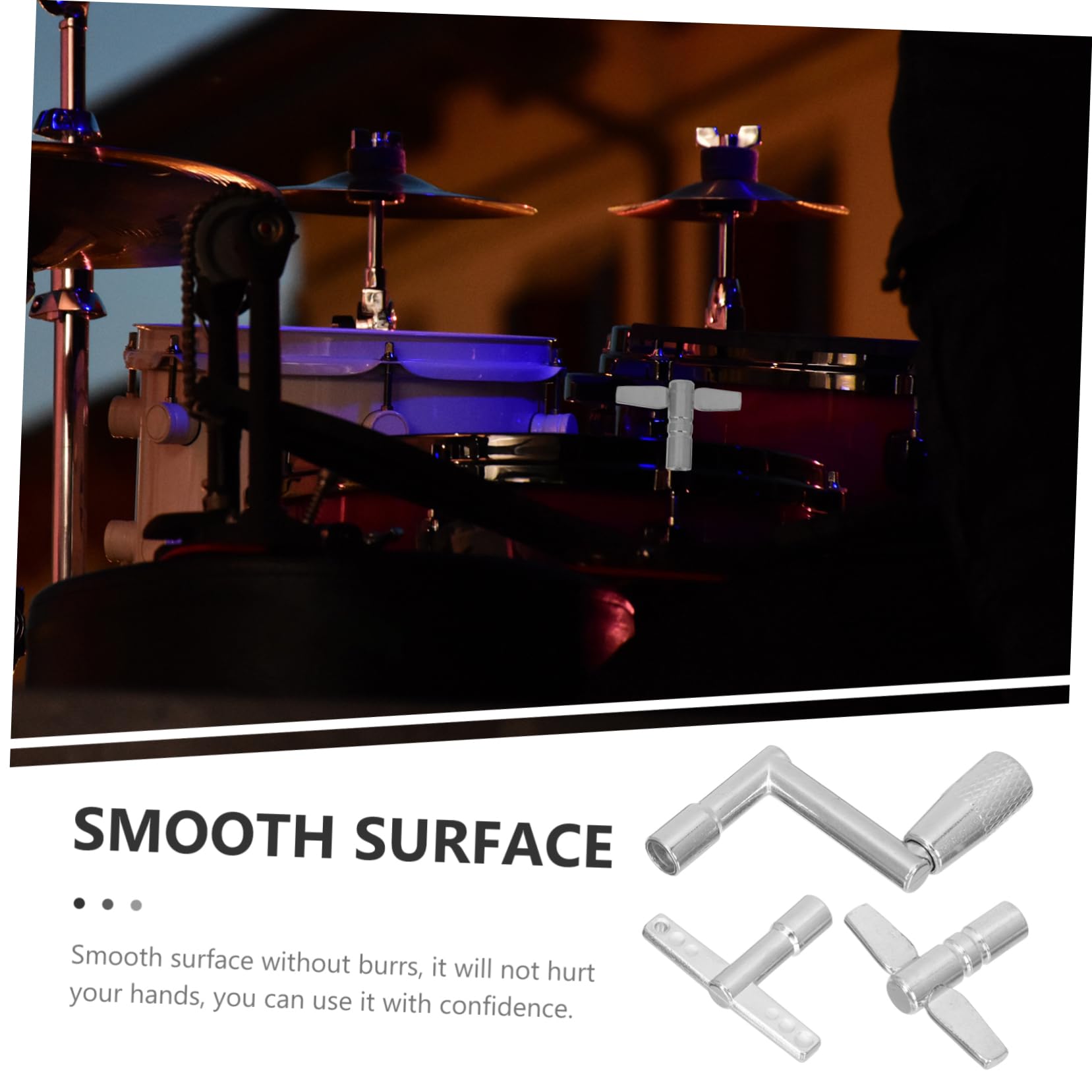 BESPORTBLE 3Pcs Drum Keys Set Drum Tuning Keys Percussion Drum Regulator Wrenches for Drum Set Adjustment Silver Finish Essential Drummer Accessories