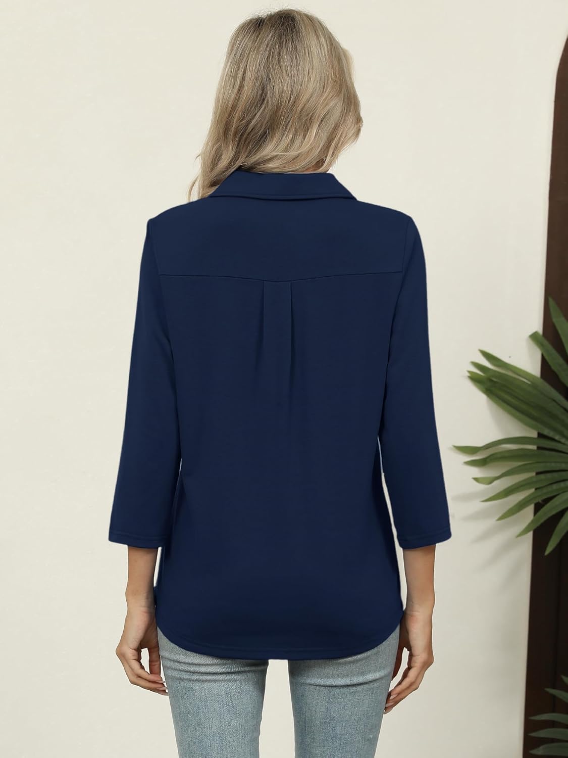 Women's 3/4 Length Sleeve V-Neck Collared Tops Summer Business Casual Work Polo Shirts Fashion Outfits 2026 - Image 5