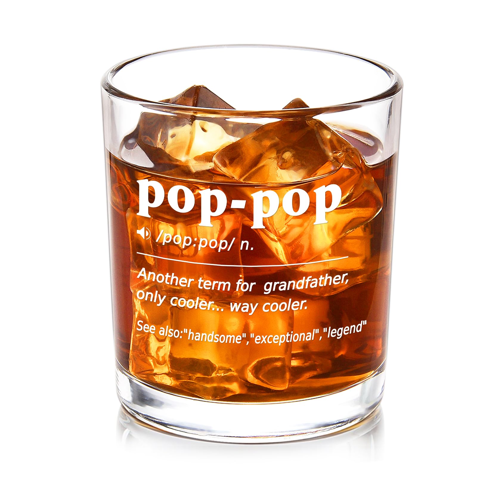 Futtumy Pop Pop Gifts, Fathers Day Pop-Pop Gifts for Grandpa, Pop-Pop Definition Whiskey Glass for Grandfather Men Pop Pop Granddad, Pop Pop Present