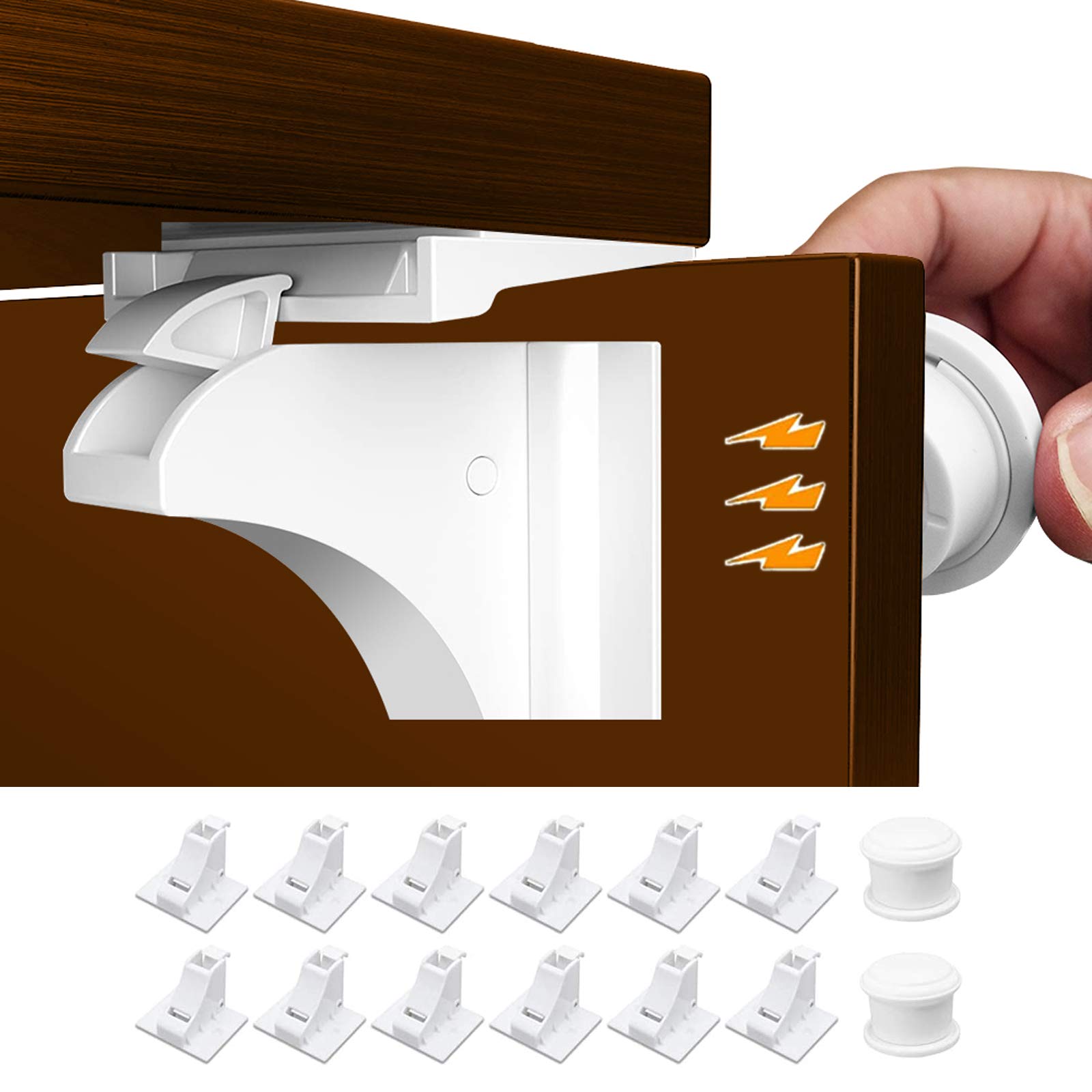 Baby Magnetic Cabinet and Drawer Safety Locks: Childproof Kitchen-12 Locks +2 Keys+1 Install Tool+Manual- Hidden Latches Quick-Easy Install. Invisible 3M Adhesive. No Tools Screws or Drilling Required