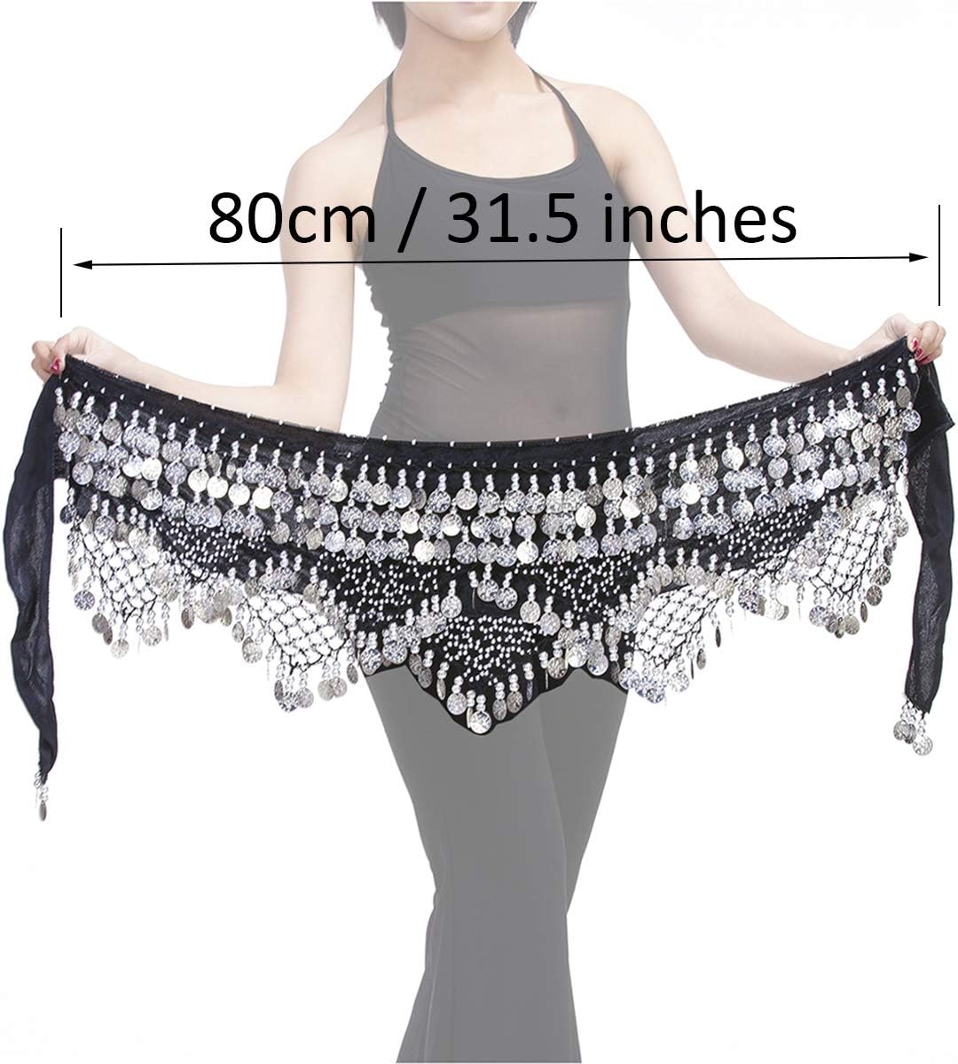Belly Dancing Dance Waist Chain Hip Scarf Skirt Belt with 320 Coins - Image 4