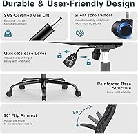 Vista 7 de Silla de Oficina Ejecutiva AnyGod, Sillas de Escritorio Ergonómicas y Cómodas para Computadora con Reposabrazos Abatibles, Soporte Lumbar, Respaldo