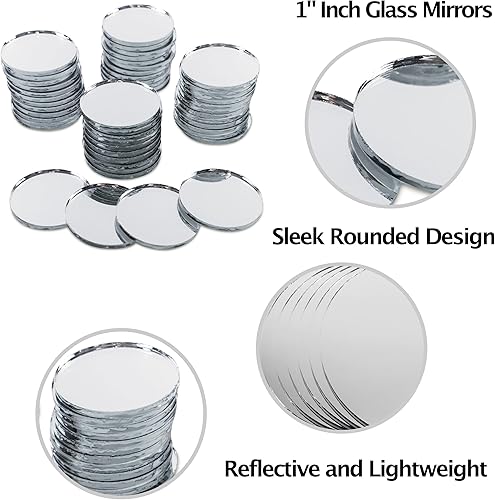 Miniatura 7 de Círculos pequeños de espejos de vidrio, redondos de 1 pulgada, para proyectos de artesanías y arte, viajes, enmarcar y decoración (50 unidades)