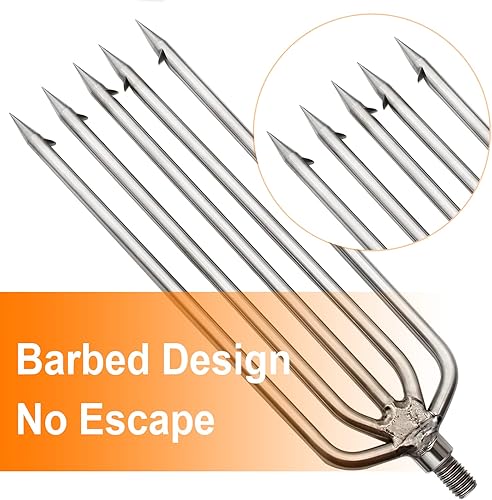 Miniatura 6 de Arpón de pesca, de acero inoxidable, lanza de púas de aleación de aluminio, con tornillo de 0.315 in para pesca al aire libre, aterrizaje de rana de