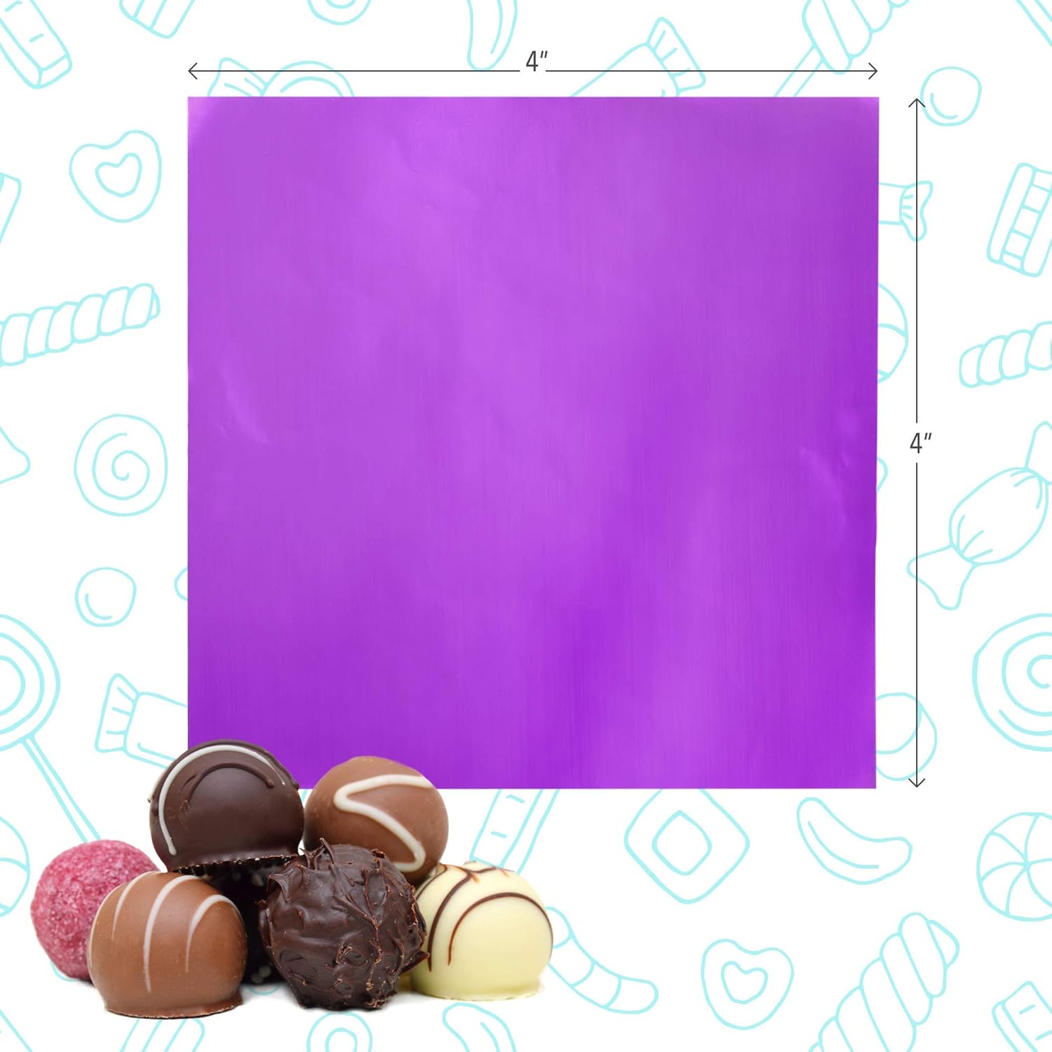 LotFancy Foil Candy Wrappers for Chocolates, 4x4 inch, 900 Pcs Aluminum Candy Wrapping Paper, Square Colored Foil Sheets for DIY Homemade Candies Party Favors Decorations, 9 Colors