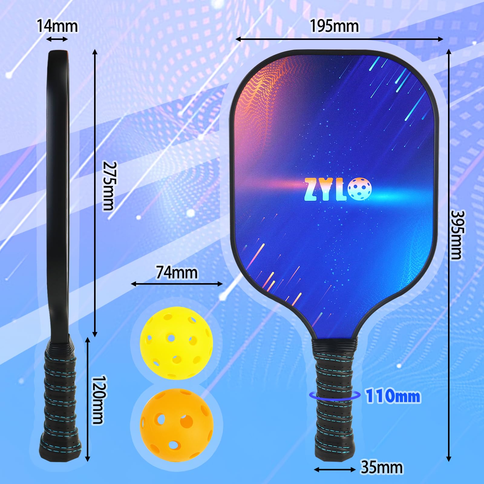 Amazon | zylo ピックルボール ラケットセット 軽量 ガラス繊維 グラス