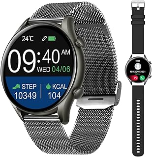 Relógio inteligente masculino (atender/fazer chamadas) Relógio inteligente HD de 1,35 polegadas com tela sensível ao toque com monitor de frequência cardíaca, monitor de sono, pedômetro, rastreador de atividades, relógio esportivo para telefones Android iOS