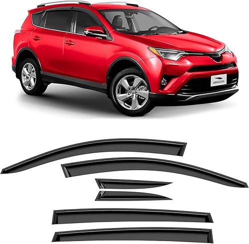 Voron Glass Protectores de lluvia extra duraderos con cinta adhesiva para Toyota RAV4 2013-2018, deflectores de ventana, viseras de ventana de