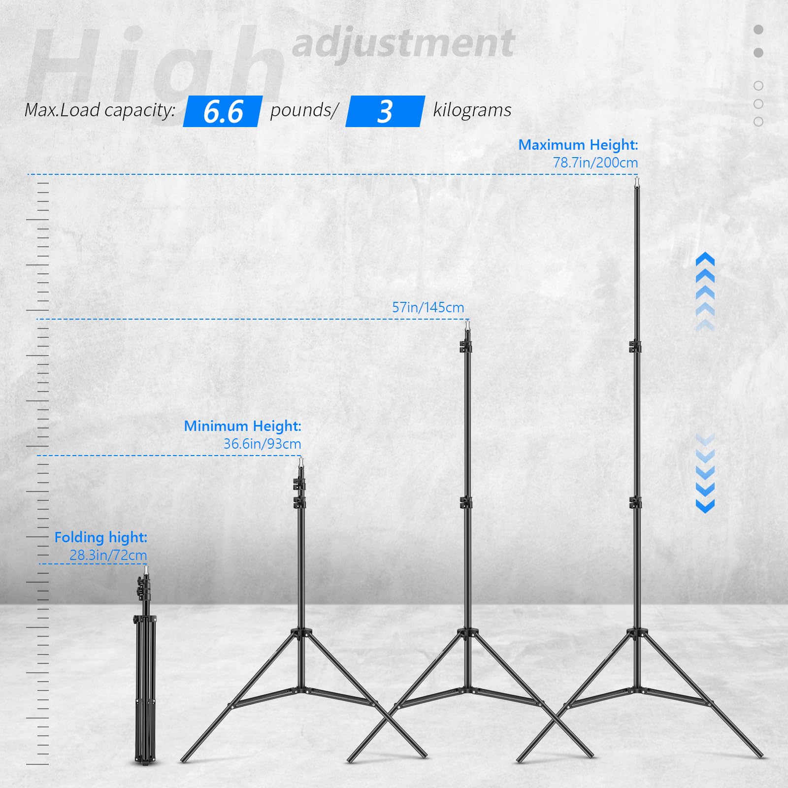 NEEWER Fotografía Soporte de Luz 92-200cm RegulableTrípode Robusto para los Reflectores Softboxes Luces Paraguas Capacidad de carga:6,6lb/3kg