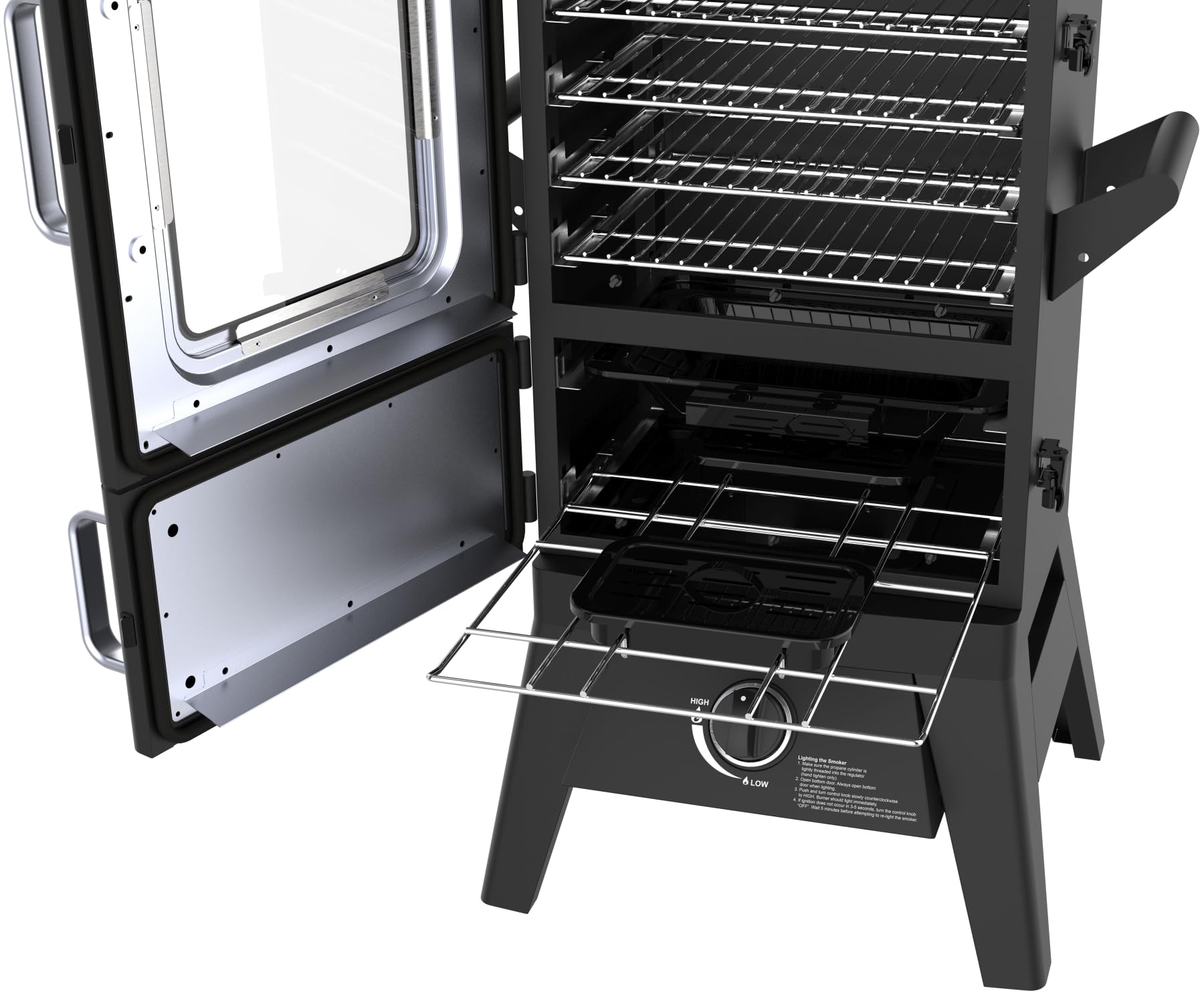 Gasgrill "Portland W2" von El Fuego® Smoker mit Fenster, inkl. Gasschlauch u. Druckminderer, 3,5 kW leistungsstark, mit Thermometer, große Garkammer, AY 3176