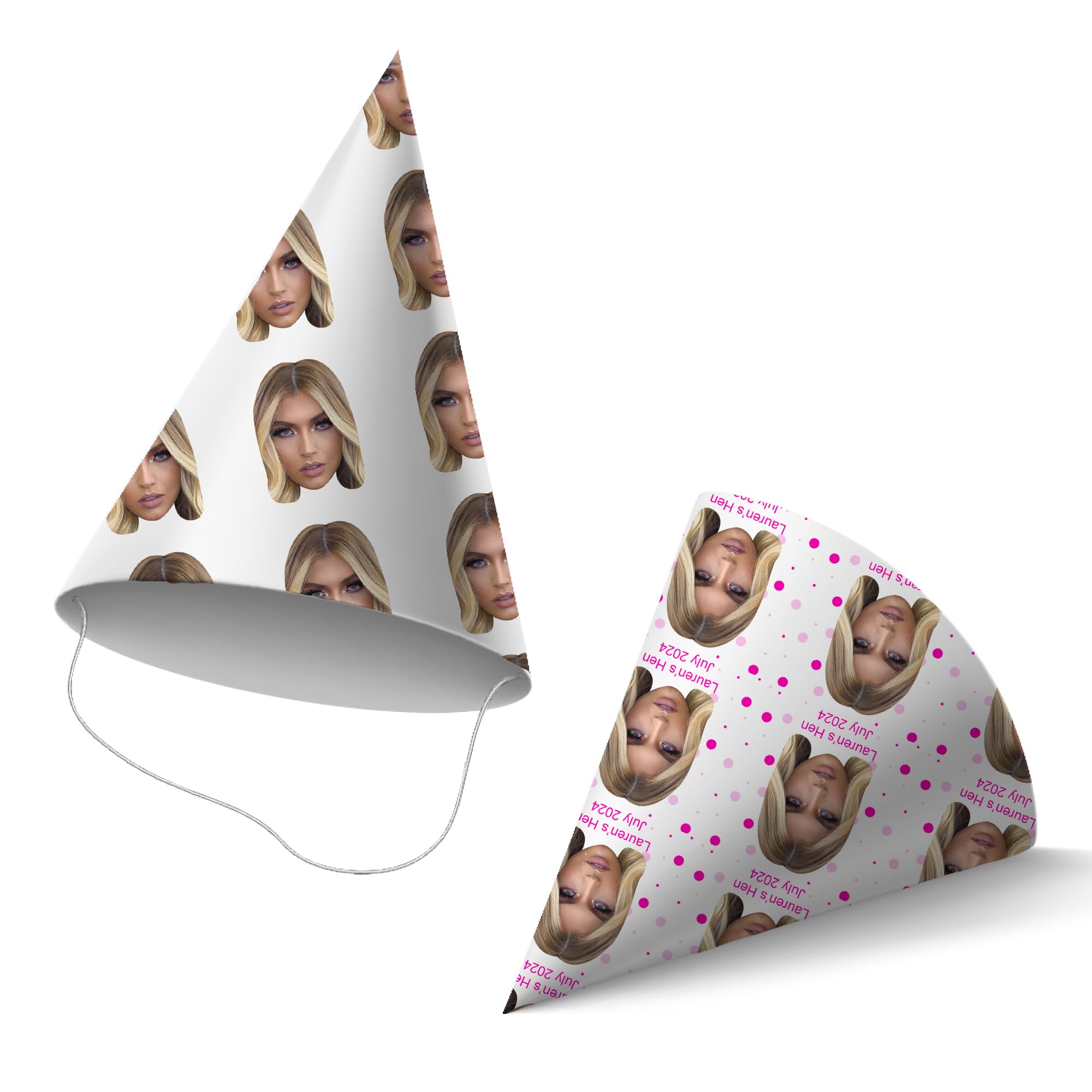 Beanprint Personalised Party Hats, Your Face On A Hat, CUTOUT Ready, Party Accessory, Hen Parties, Stag do, Birthdays (40 Party Hats)
