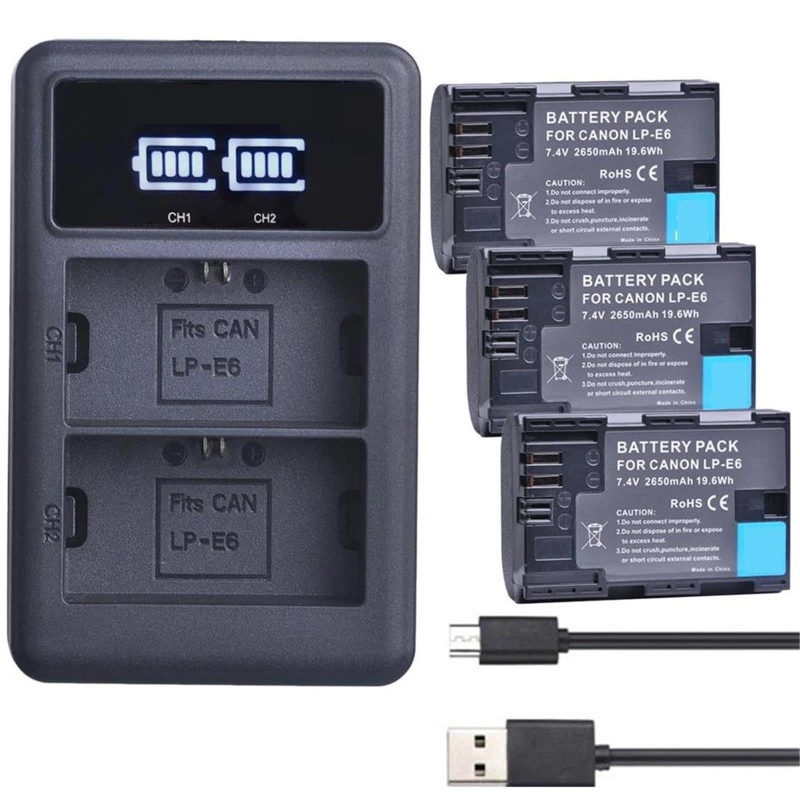 LP-E6 Batteria for Fotocamera Caricatore Doppia Porta
