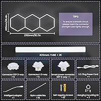 Vista 7 de Luces Hexagonales de Cochera - Luces Hexagonales Atenuables de 3 Etapas, Luz de Panal de Abeja de 6500K 17280LM para Detalles de Techo de Coche