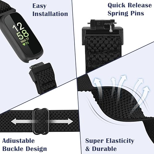 Miniatura 3 de Compatible con correas de reloj Fitbit Inspire 3Inpsire 2InspireInpsire HRAce 2Ace 3, correa elástica ajustable de repuesto para mujeres y hombres,