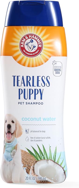 Tearless Puppy Shampoo, Coconut Water Scent, 20 Fl Oz | Baking soda formula, gentle tearless, coconut water scent, pH balanced for puppies and dogs