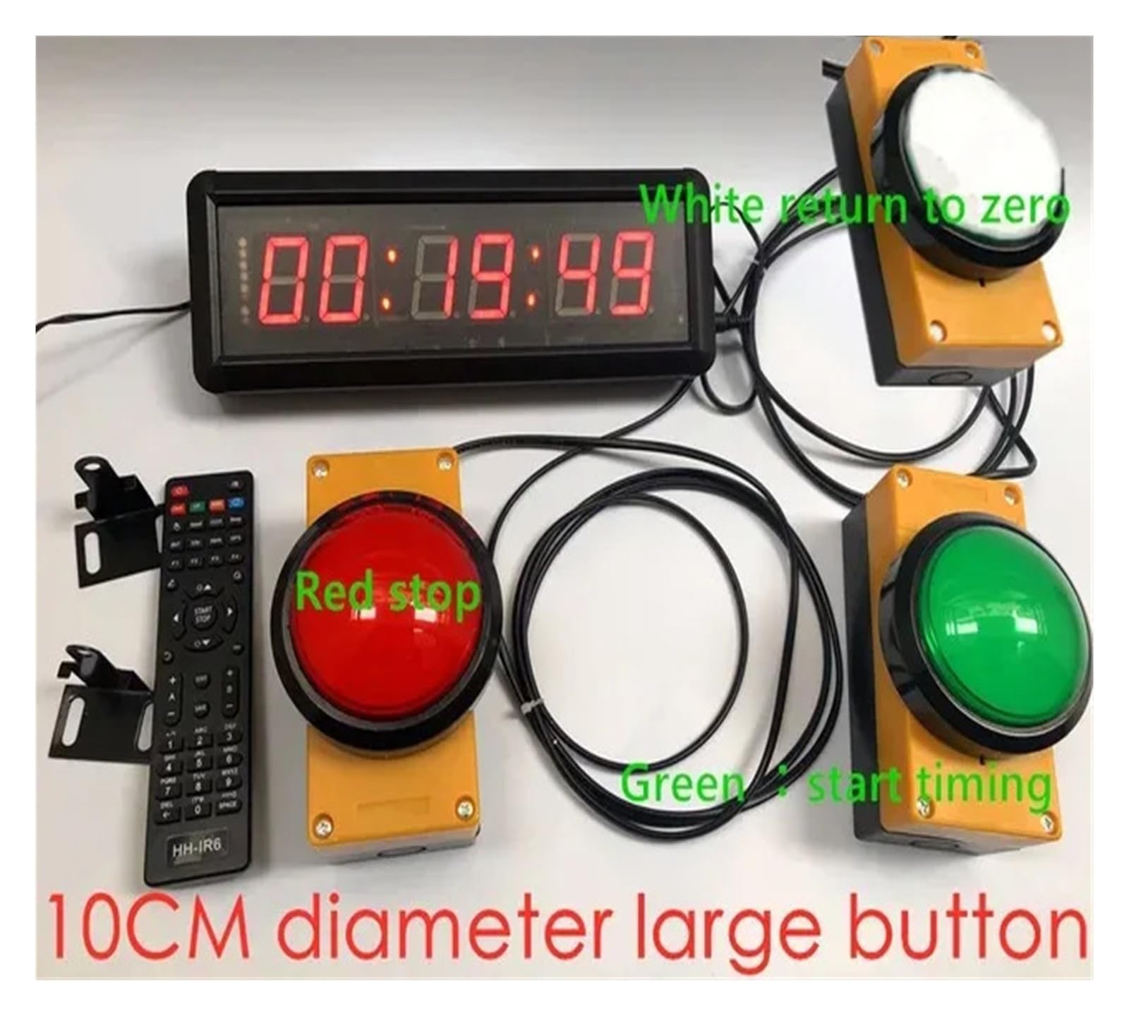 Contador de cuenta atrás del cronómetro del temporizador deportivo Digital LED multiusos de 1,5 pulgadas for competiciones Control sencillo(Three 10CM buttons)