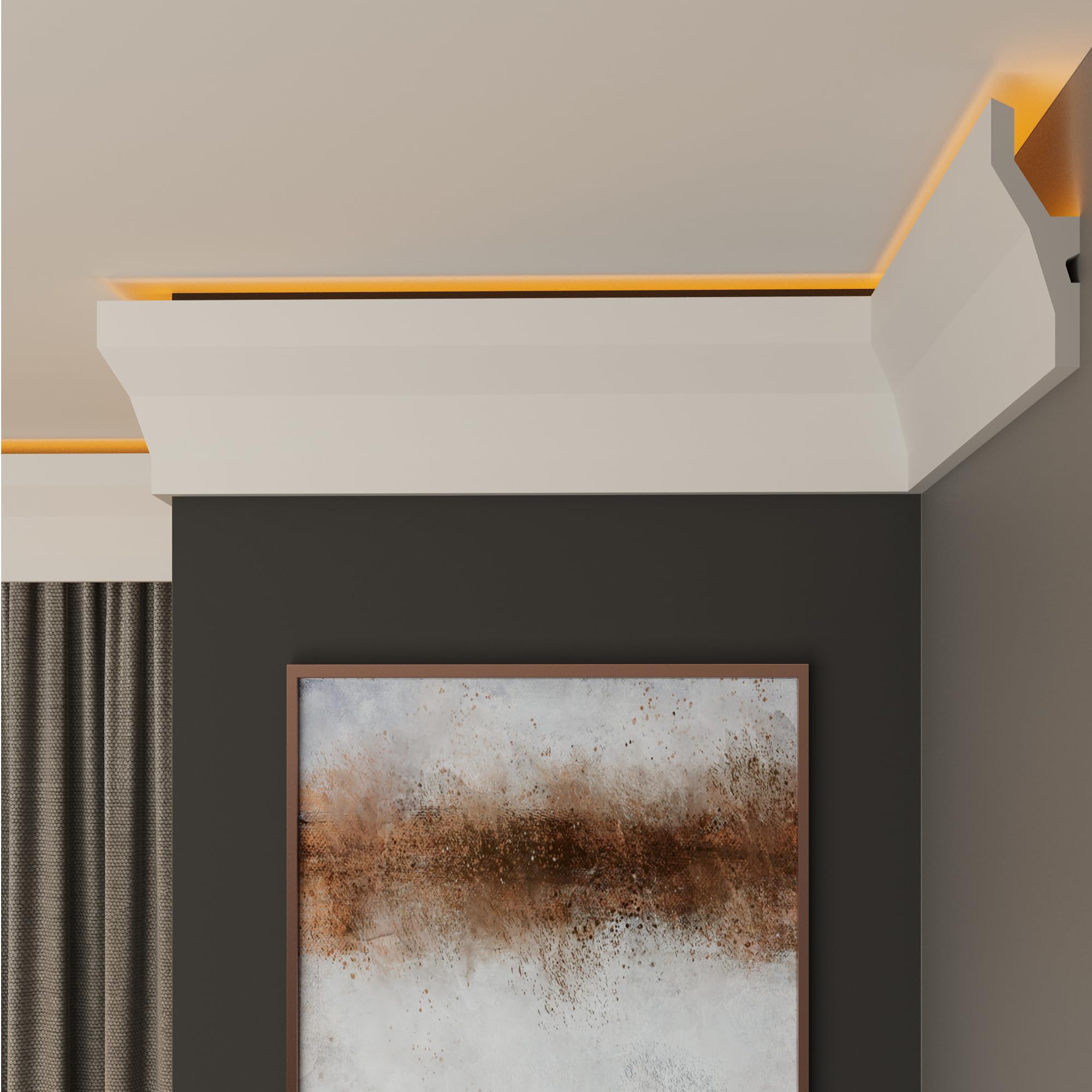 FAST DECOR Premium Led Coving Cornice, Coving for Ceilings, Led Coving for Ceilings, LED Compatible Cornice Trim, Xps Coving for Ceiling, Moulding for Ceiling Lightweight (2m, CLU15) โ image 1