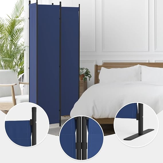 Room Divider, 4 Panel Folding Screen, 88 Portable Separating 3 Feet(Blue)