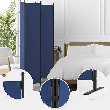 Room Divider, 4 Panel Folding Screen, 88 Portable Separating 3 Feet(Blue)