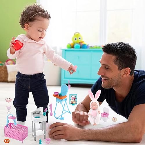 Miniatura 6 de ONEST 16 muñecas de 4 pulgadas con accesorio, lindas muñecas de bebé con ropa, mini muñecas de bebé con accesorios de muñeca