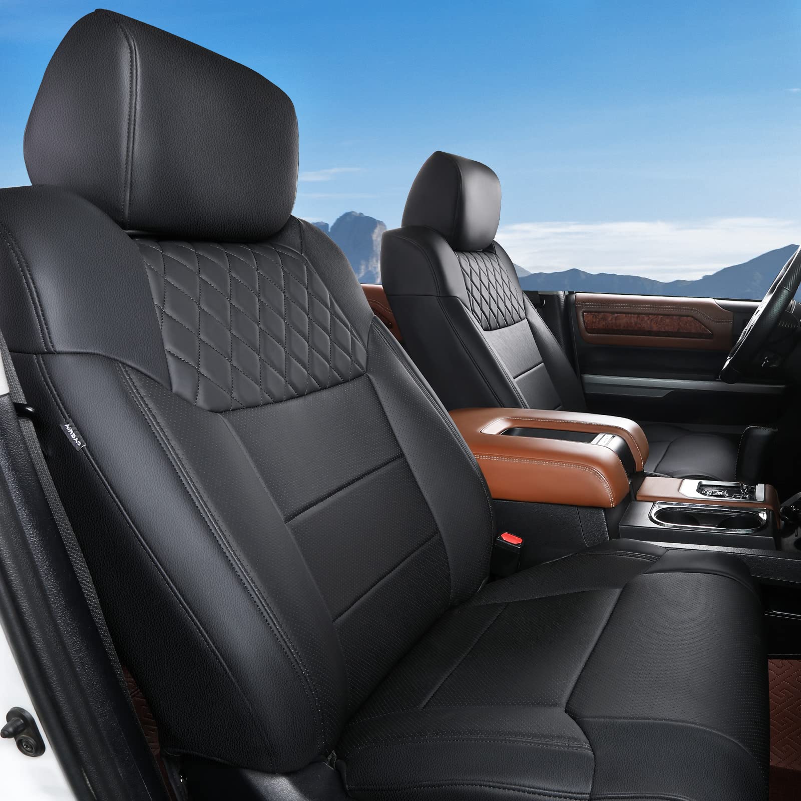 Photo 1 of Xipoo Fit 2014-2021 Toyota Tundra Crewmax Seat Covers PU Leather Car Seat Covers (Black)