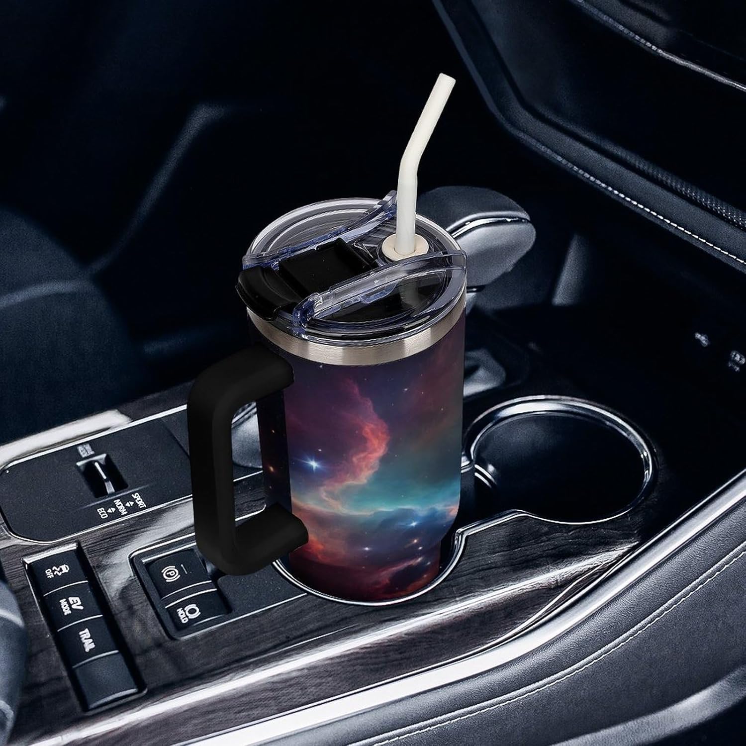 40oz Insulated Stainless Steel Tumbler with Handle, Galaxy Space Nebula Leakproof Water Bottles Travel Mug with Lid And Straw for Water, Iced Tea Or Coffee for Most Car Cup Holder
