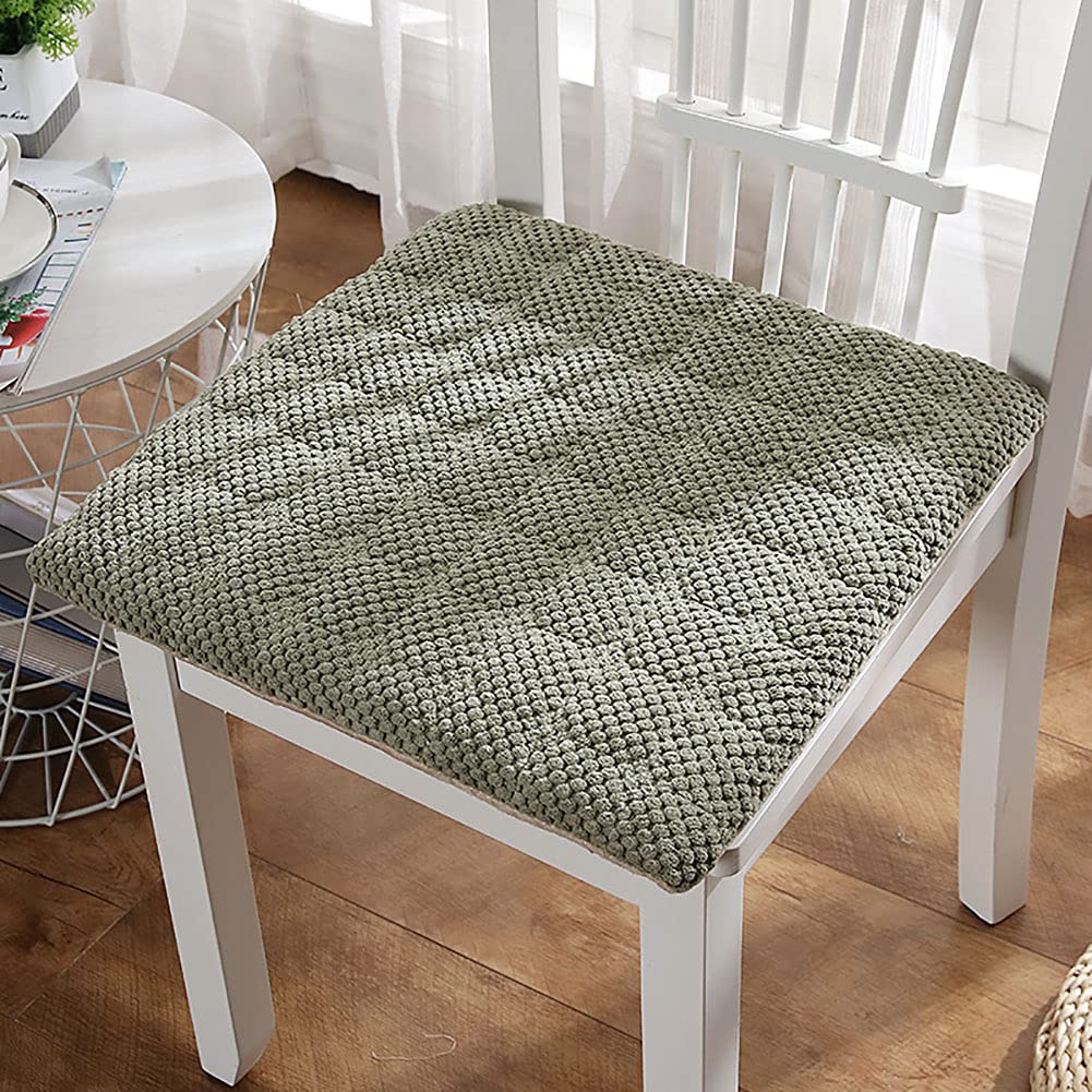 HUALEMEI Corduroy Home Dining Chair Cushion,Super Soft Breathable Non Slip Chair Pads With Ties,Solid Color Washable Seat Cushion-Green-b 45x45cm(18x18inch)