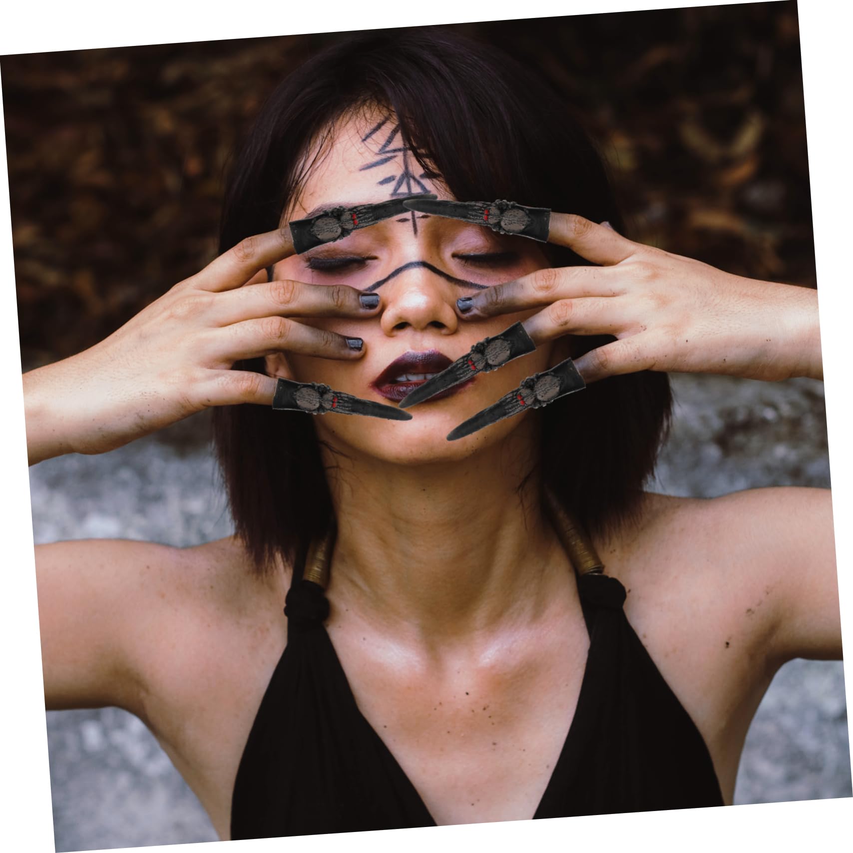 HONMEET Vampire Finger 5pcs Halloween Witch Fingers Covers Long Nail Cosplay