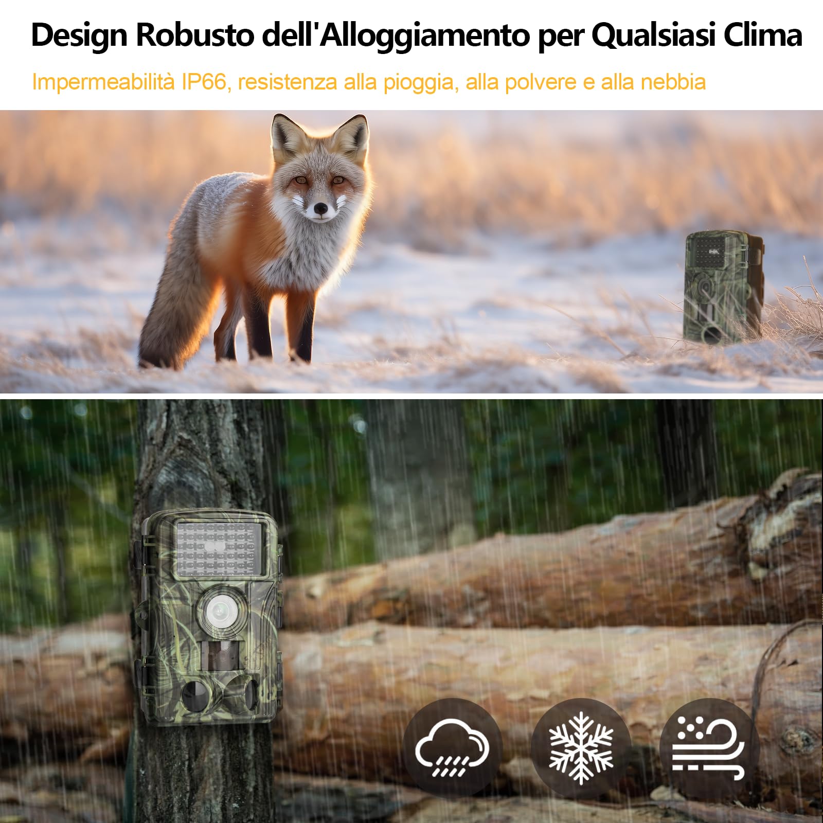 Fototrappola WiFi, 4K Fotocamera Caccia 60MP, 32GB Fototrappola Notturna con IR Visione 120 Fototrappole Infrarossi Invisibili Trappola di Sorveglianza con LCD 2.0" per Animali Movimento Attivato