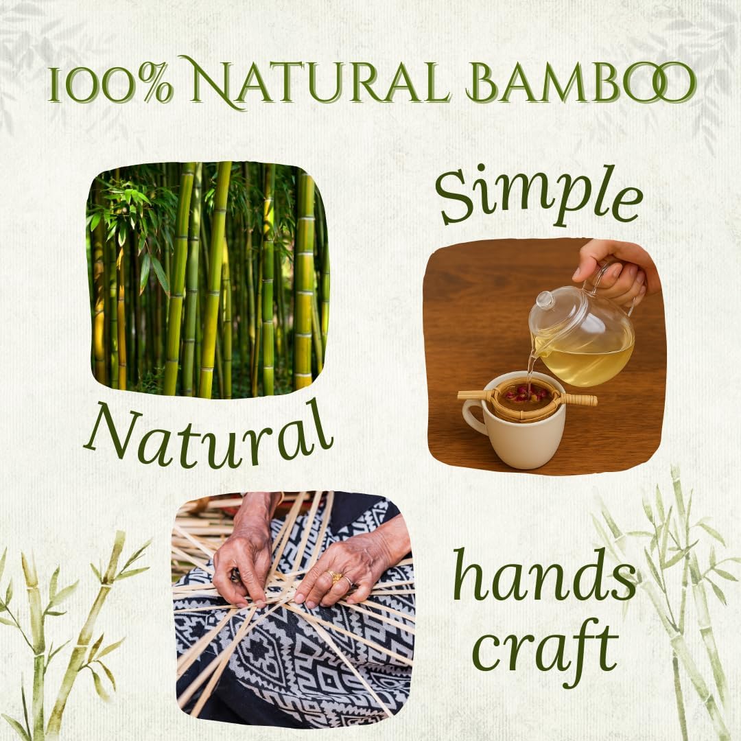 Bamboo Tea Strainer with Handle – Handmade Loose Leaf Tea Filter Basket for Cups and Mugs, Small Traditional Tea Infuser (4)