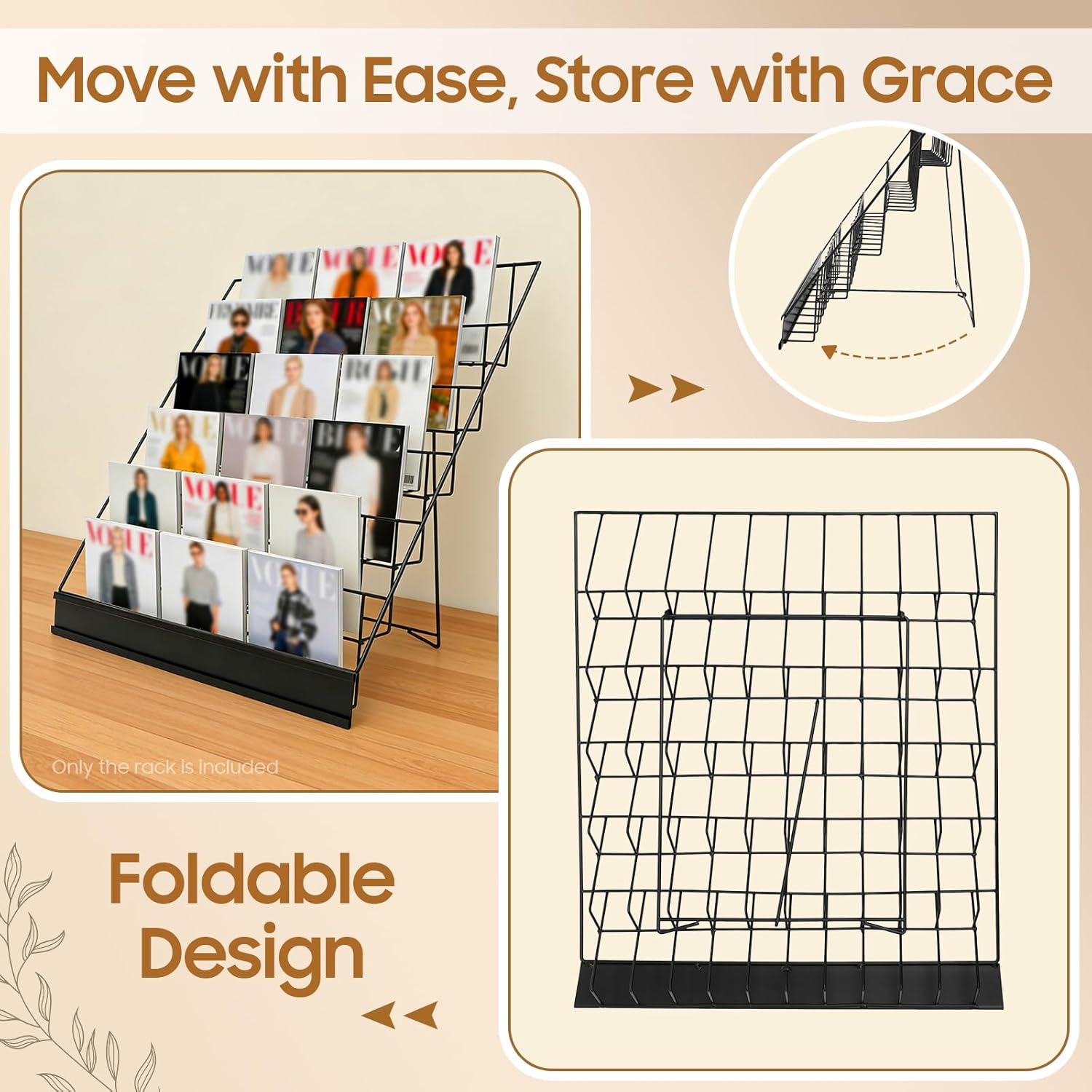 Book Display Rack, 6 Tier Wire Countertop Rack, Tabletop Magazine Display Racks, Wide Wire Magazine Rack, Comic Book, Book Signing Rack,for Library Classroom Picture Literature Brochure